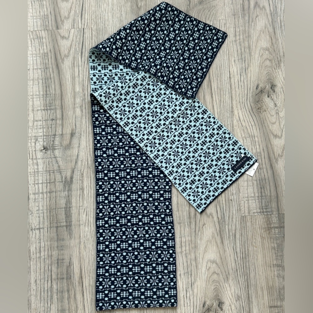 NWT Lands' End Turquoise and Navy Soft Knit Scarf